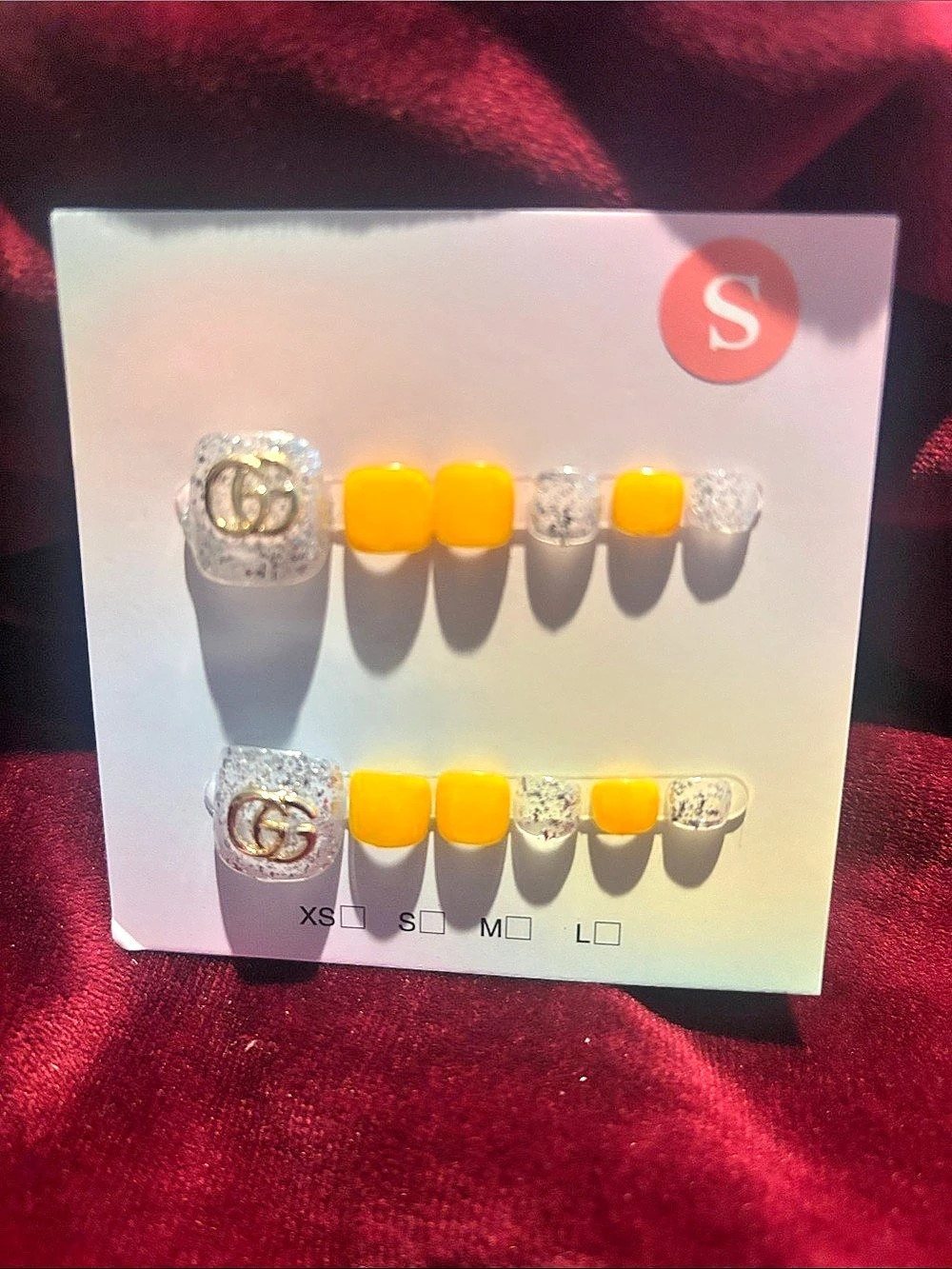 Color Block Press-On Nails Yellow & Silver NWT